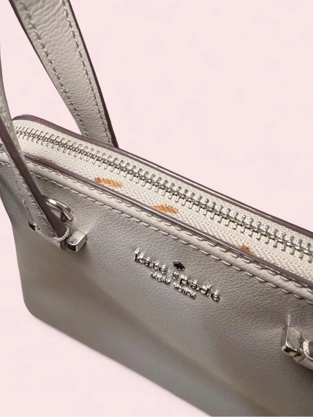 Kate Spade Patterson Drive Small Dome Satchel Taupe Gray Leather Crossbody